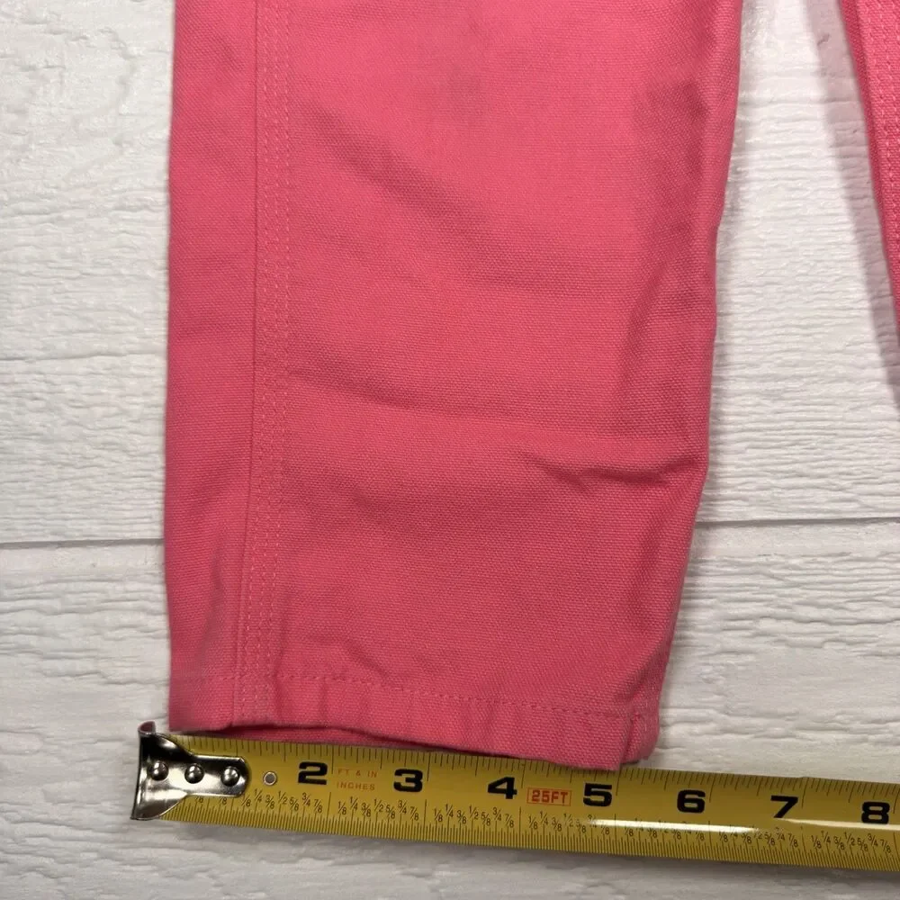 Carhartt Girls Loose Fit Canvas Bib Overalls Pink Lemonade 3T Workwear Kids - Picture 11 of 12